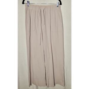 Anthropology C.O.Z.Y Linen Fabric, Wide Leg, Hits Lower Hips Medium Cream Beige